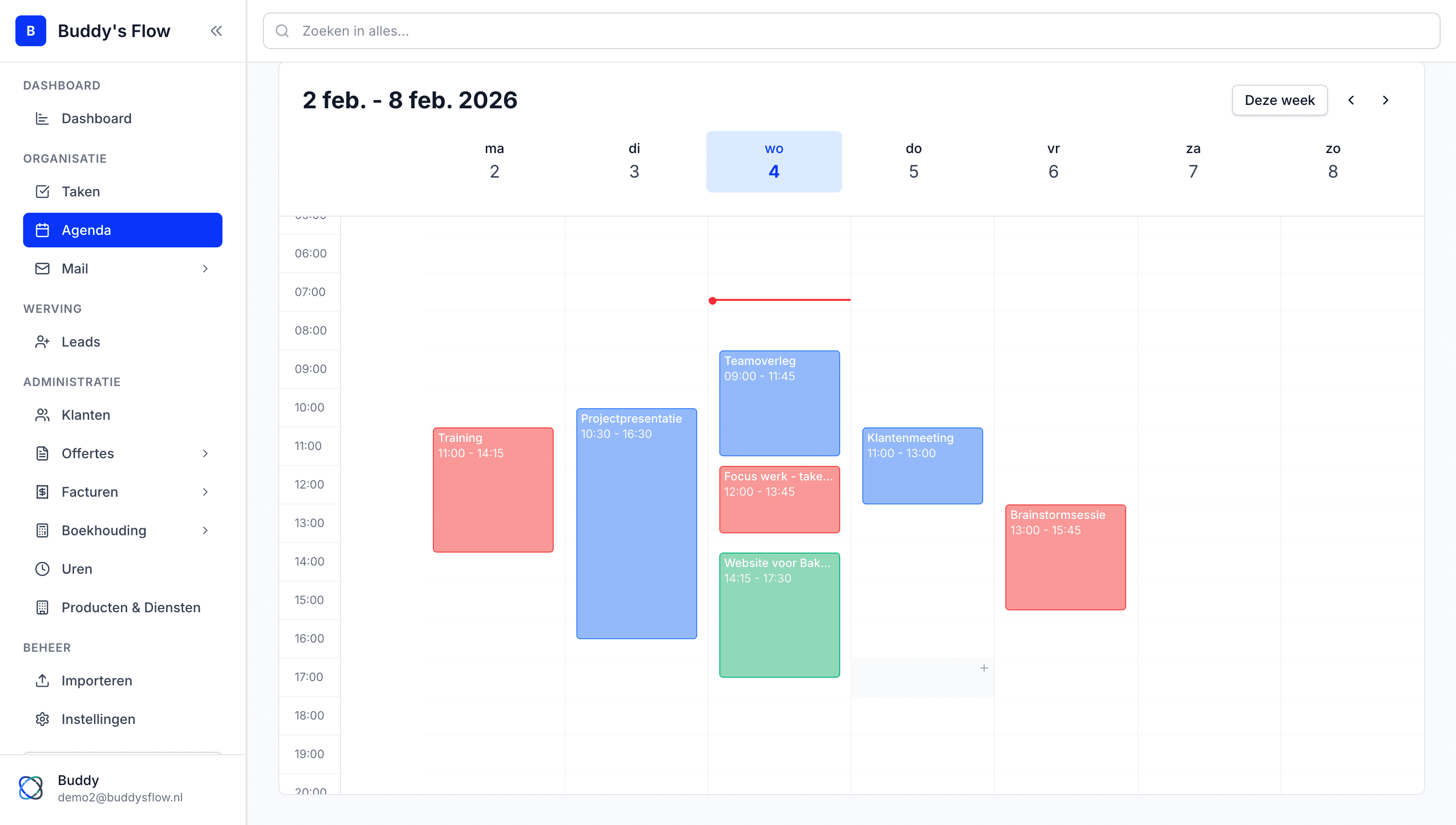 Agenda interface met kalender