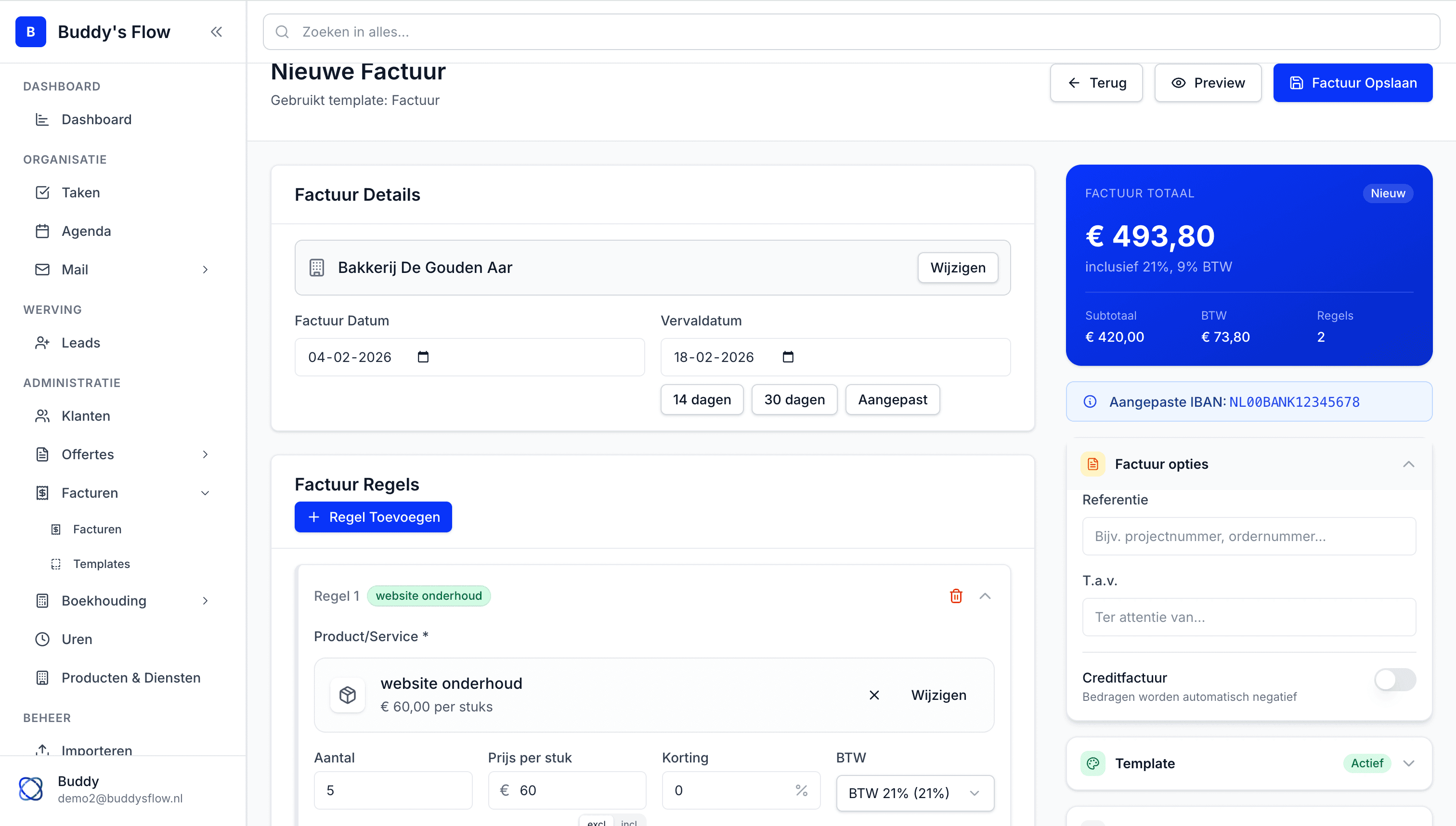 Facturen interface